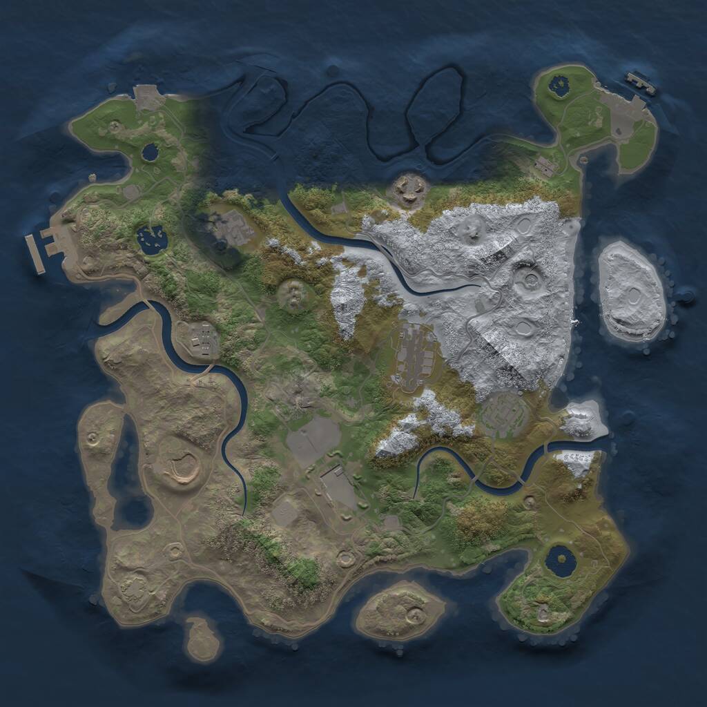 Rust Map: Procedural Map, Size: 3500, Seed: 32633043, 13 Monuments