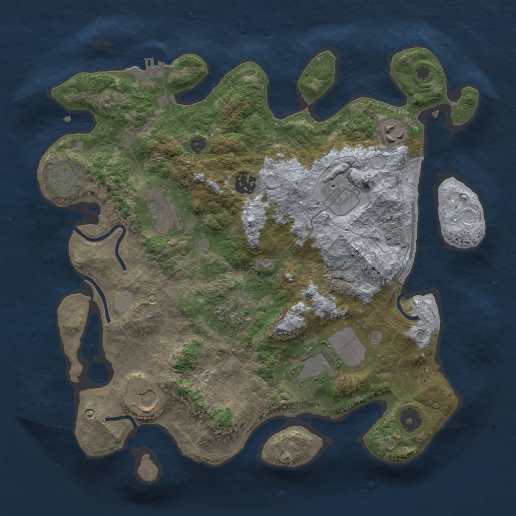 Rust Map: Procedural Map, Size: 3500, Seed: 32633043, 14 Monuments