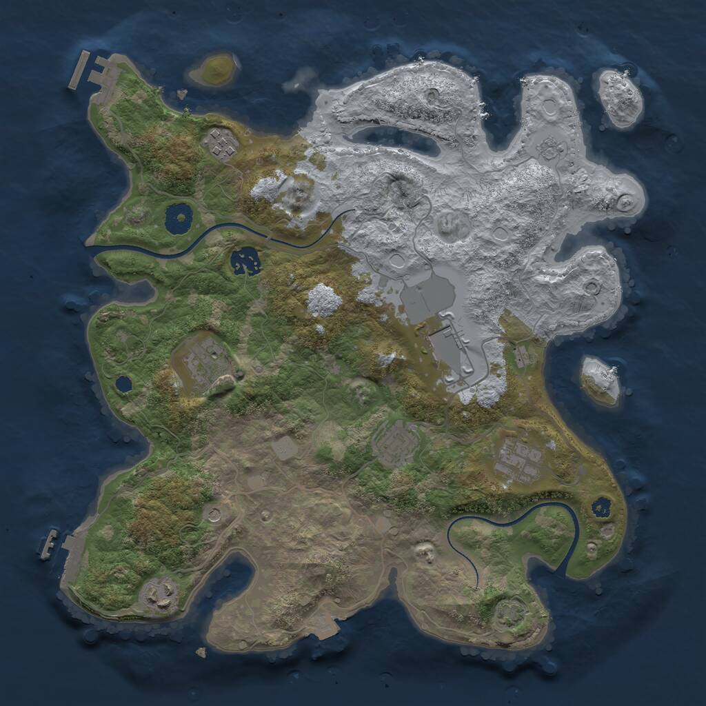 Rust Map: Procedural Map, Size: 3500, Seed: 93920510, 13 Monuments