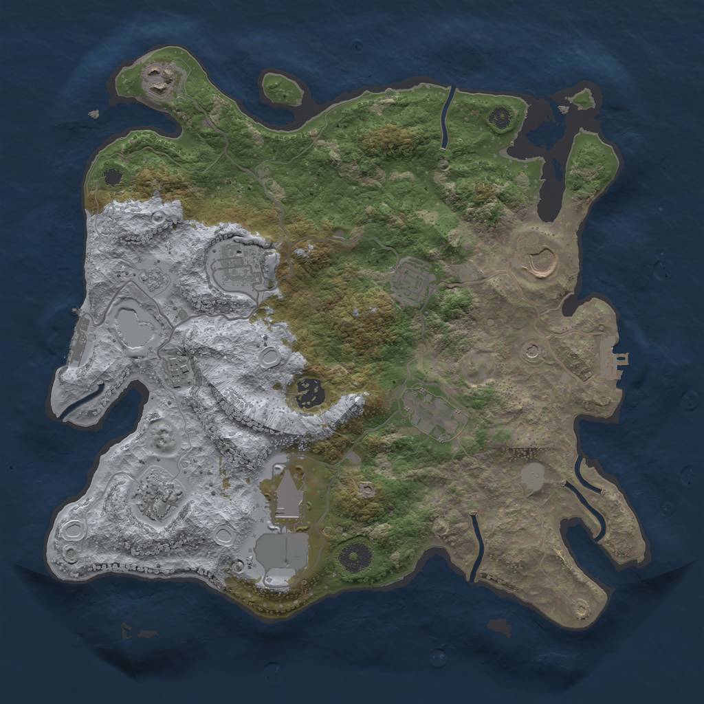 Rust Map: Procedural Map, Size: 3500, Seed: 68571152, 18 Monuments