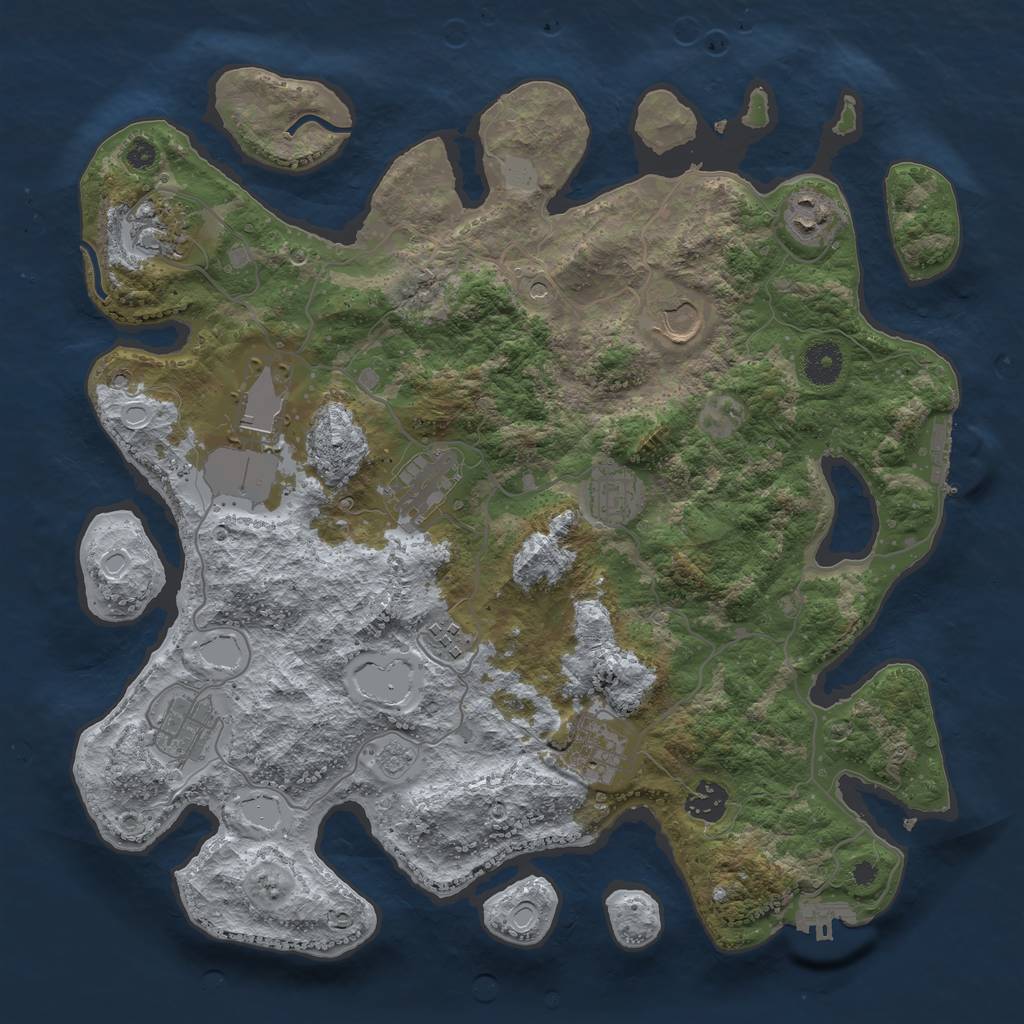 Rust Map: Procedural Map, Size: 3750, Seed: 2116603828, 19 Monuments