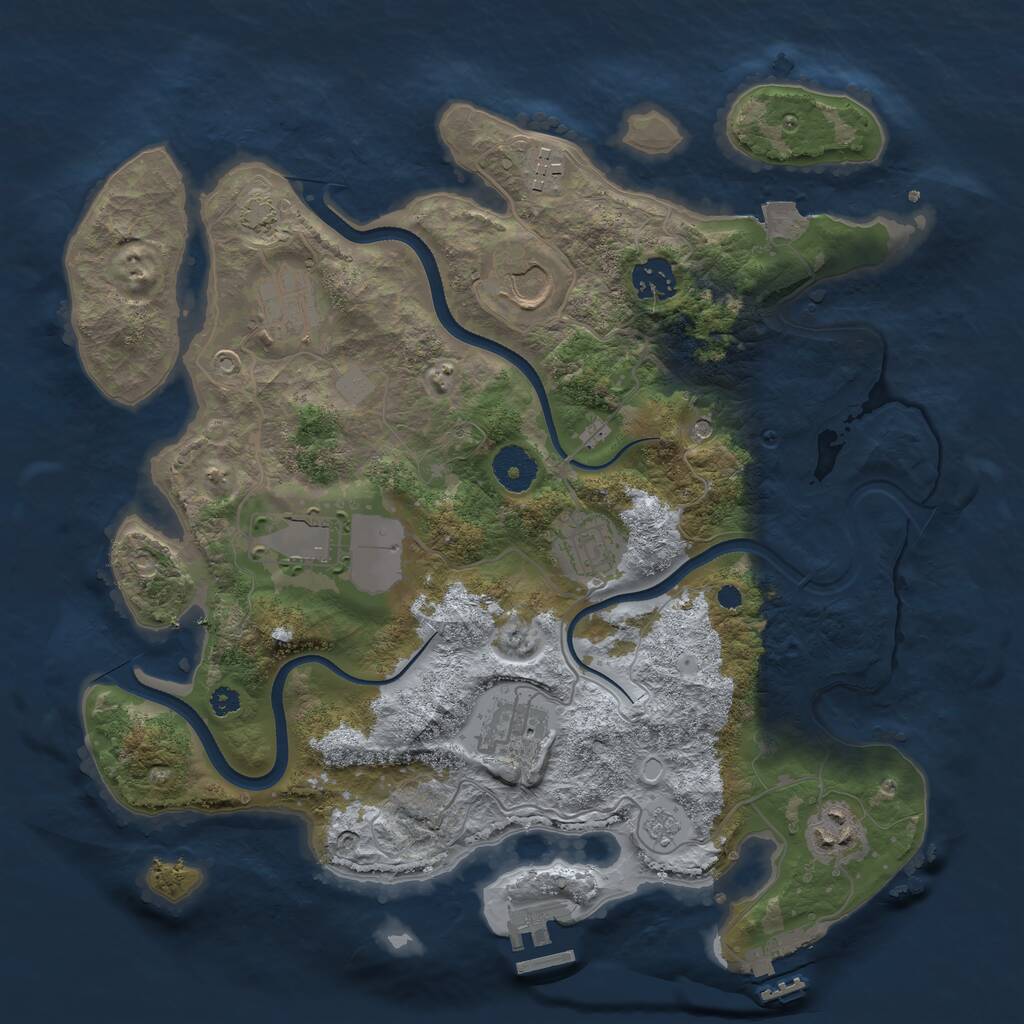 Rust Map: Procedural Map, Size: 3500, Seed: 17463648, 14 Monuments