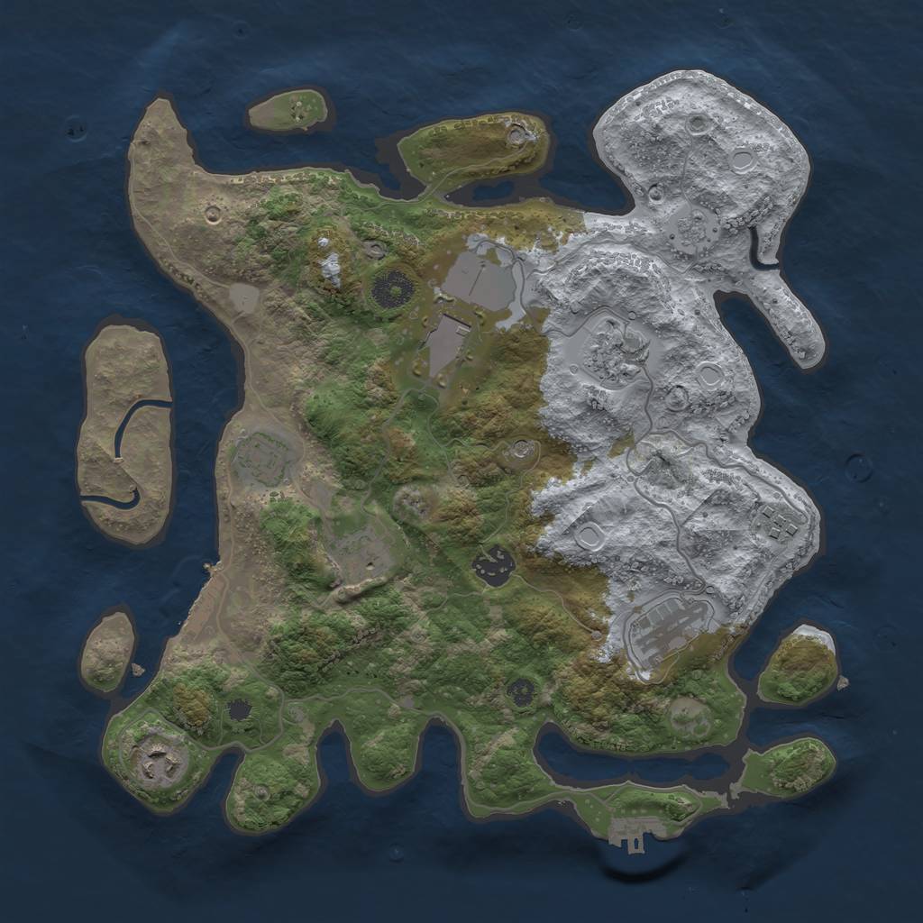 Rust Map: Procedural Map, Size: 3500, Seed: 37571189, 17 Monuments