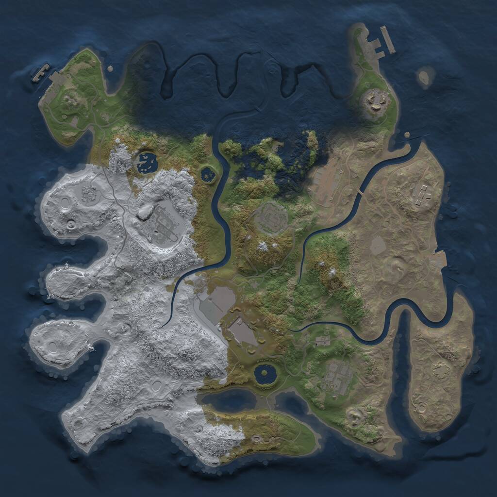 Rust Map: Procedural Map, Size: 3500, Seed: 32916628, 14 Monuments