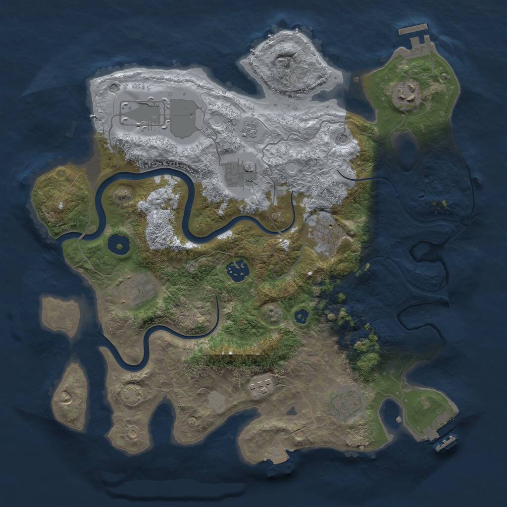 Rust Map: Procedural Map, Size: 3500, Seed: 58745475, 14 Monuments