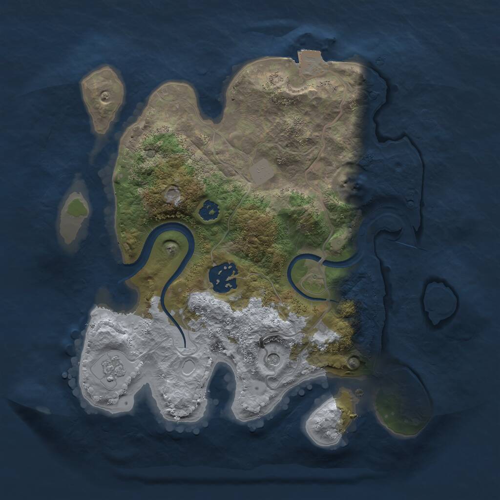 Rust Map: Procedural Map, Size: 2500, Seed: 374327692, 4 Monuments