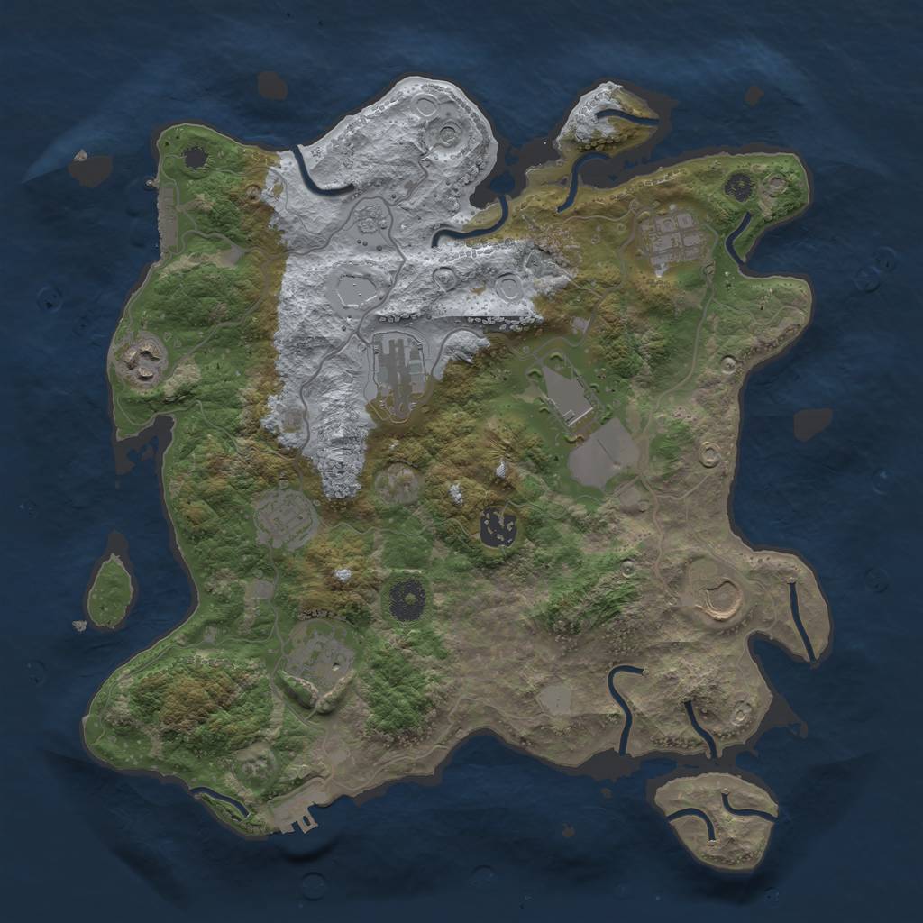 Rust Map: Procedural Map, Size: 3500, Seed: 3354969, 17 Monuments