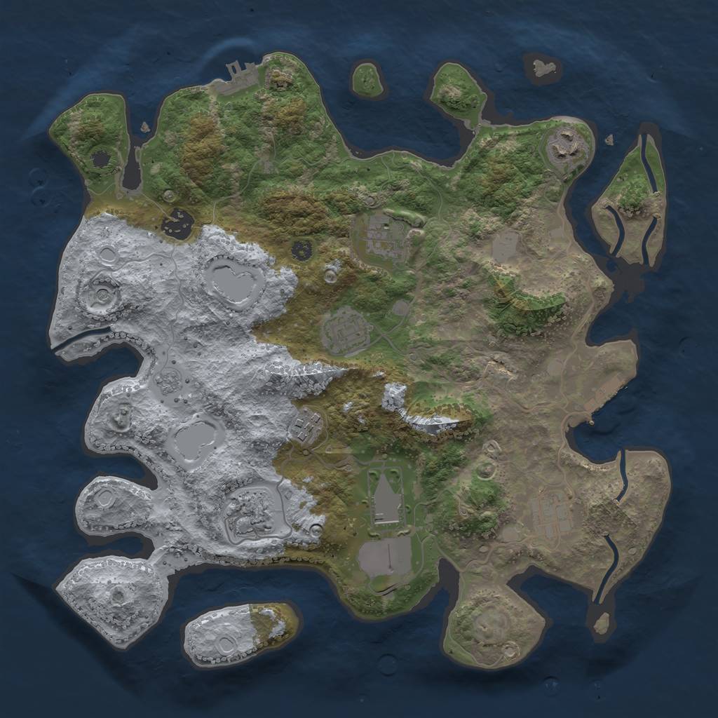 Rust Map: Procedural Map, Size: 3500, Seed: 4768095, 15 Monuments