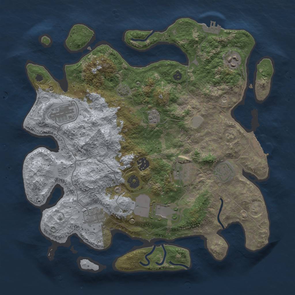 Rust Map: Procedural Map, Size: 3500, Seed: 37022643, 16 Monuments