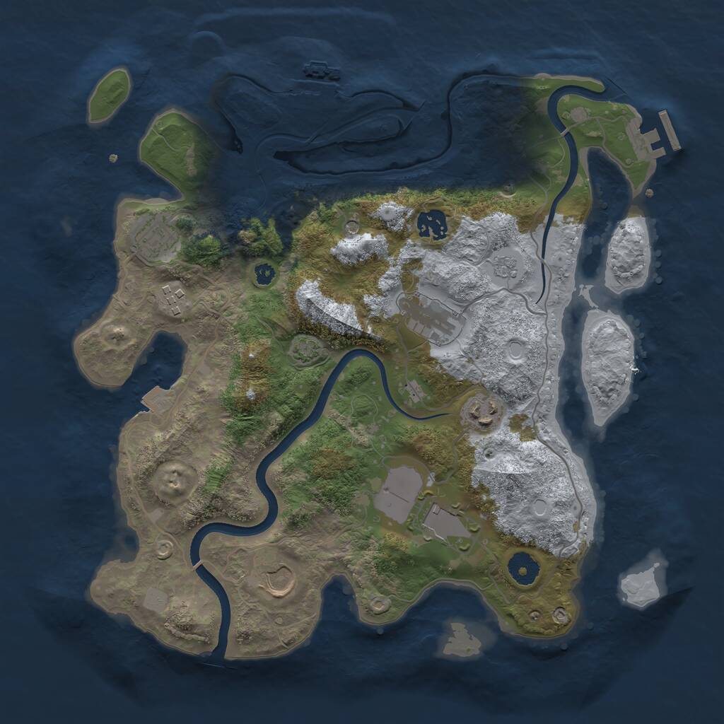 Rust Map: Procedural Map, Size: 3500, Seed: 21131053, 13 Monuments