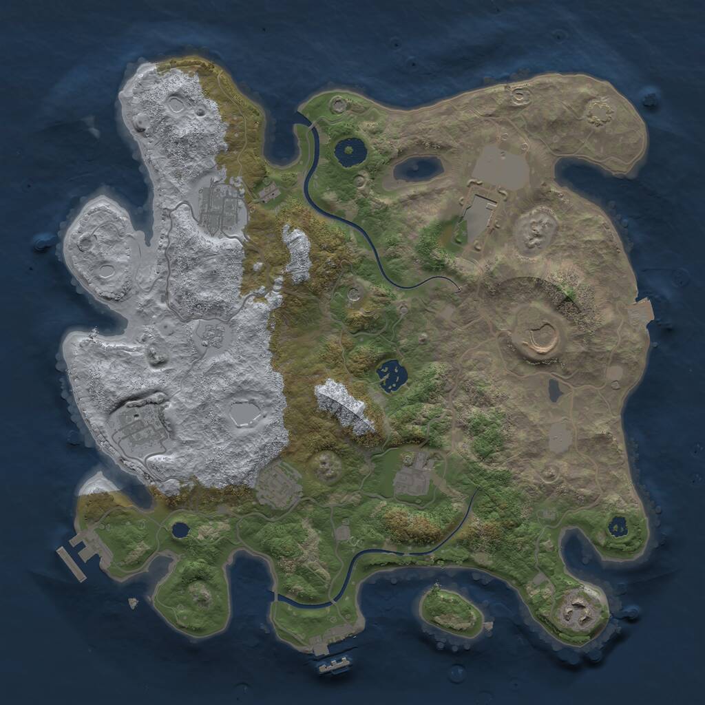Rust Map: Procedural Map, Size: 3500, Seed: 4094697, 14 Monuments