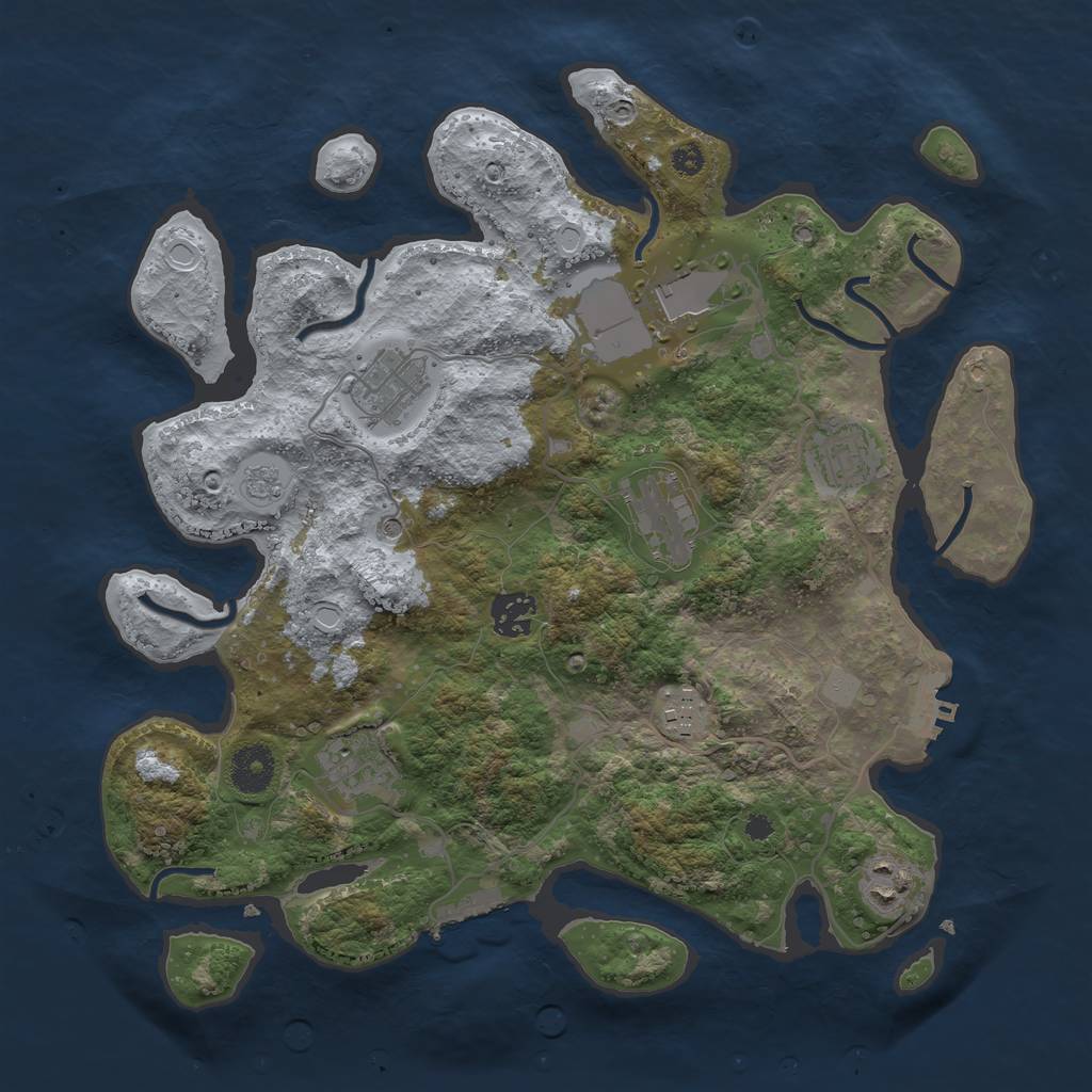 Rust Map: Procedural Map, Size: 3500, Seed: 11371010, 17 Monuments