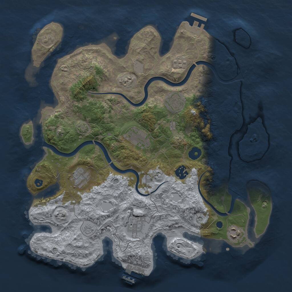 Rust Map: Procedural Map, Size: 3500, Seed: 28529905, 13 Monuments