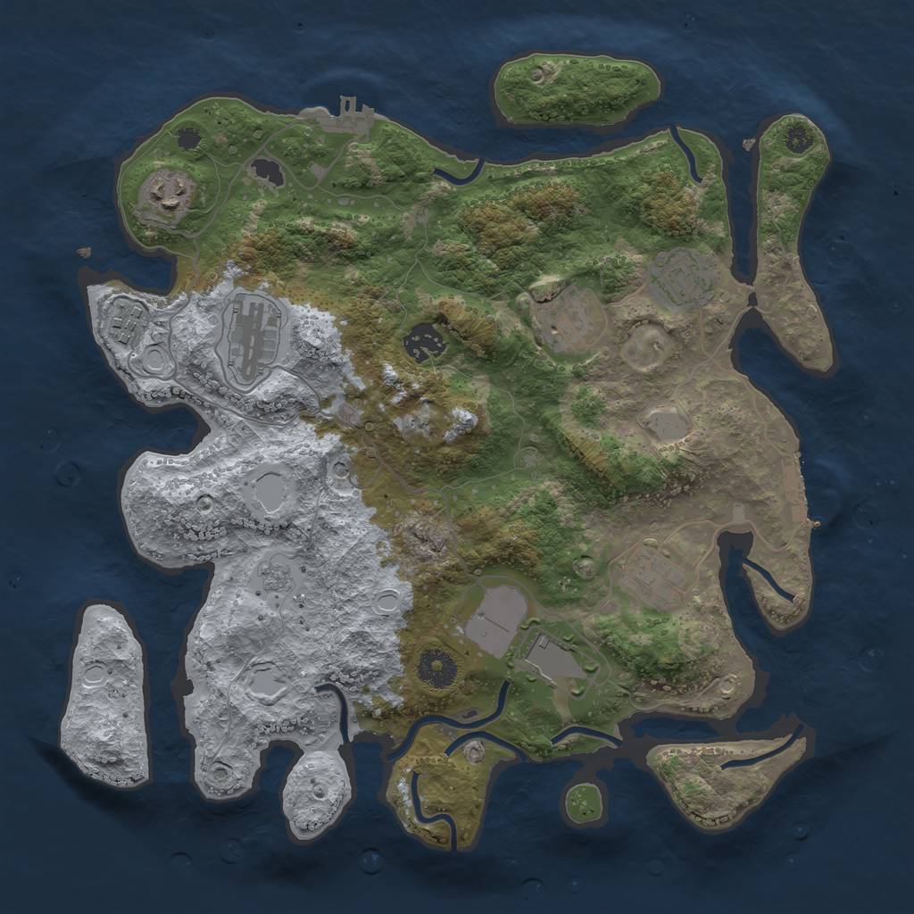 Rust Map: Procedural Map, Size: 3500, Seed: 73727615, 17 Monuments