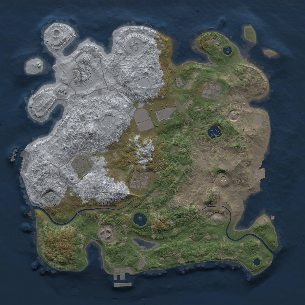 Rust Map: Procedural Map, Size: 3500, Seed: 11603835, 14 Monuments