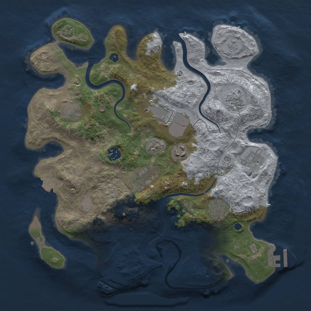 Rust Map: Procedural Map, Size: 3500, Seed: 39781432, 15 Monuments