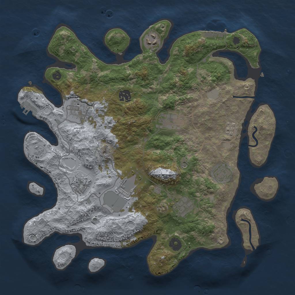 Rust Map: Procedural Map, Size: 3500, Seed: 24960989, 18 Monuments