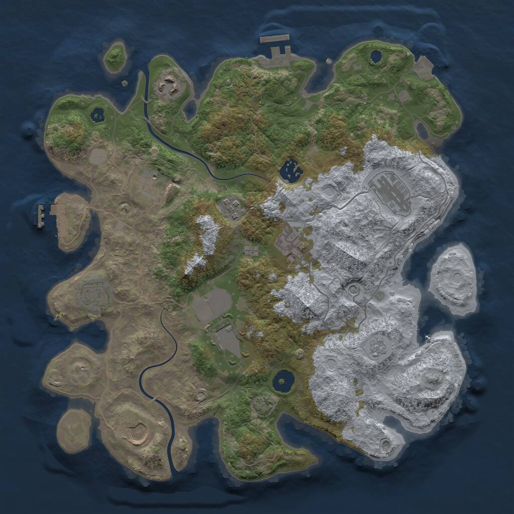 Rust Map: Procedural Map, Size: 3500, Seed: 78859369, 15 Monuments
