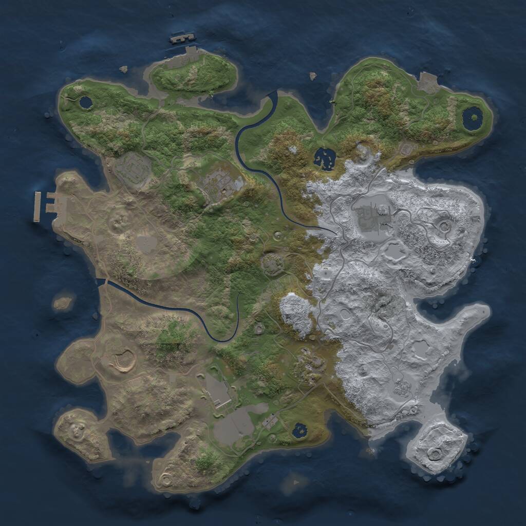 Rust Map: Procedural Map, Size: 3500, Seed: 79092722, 13 Monuments