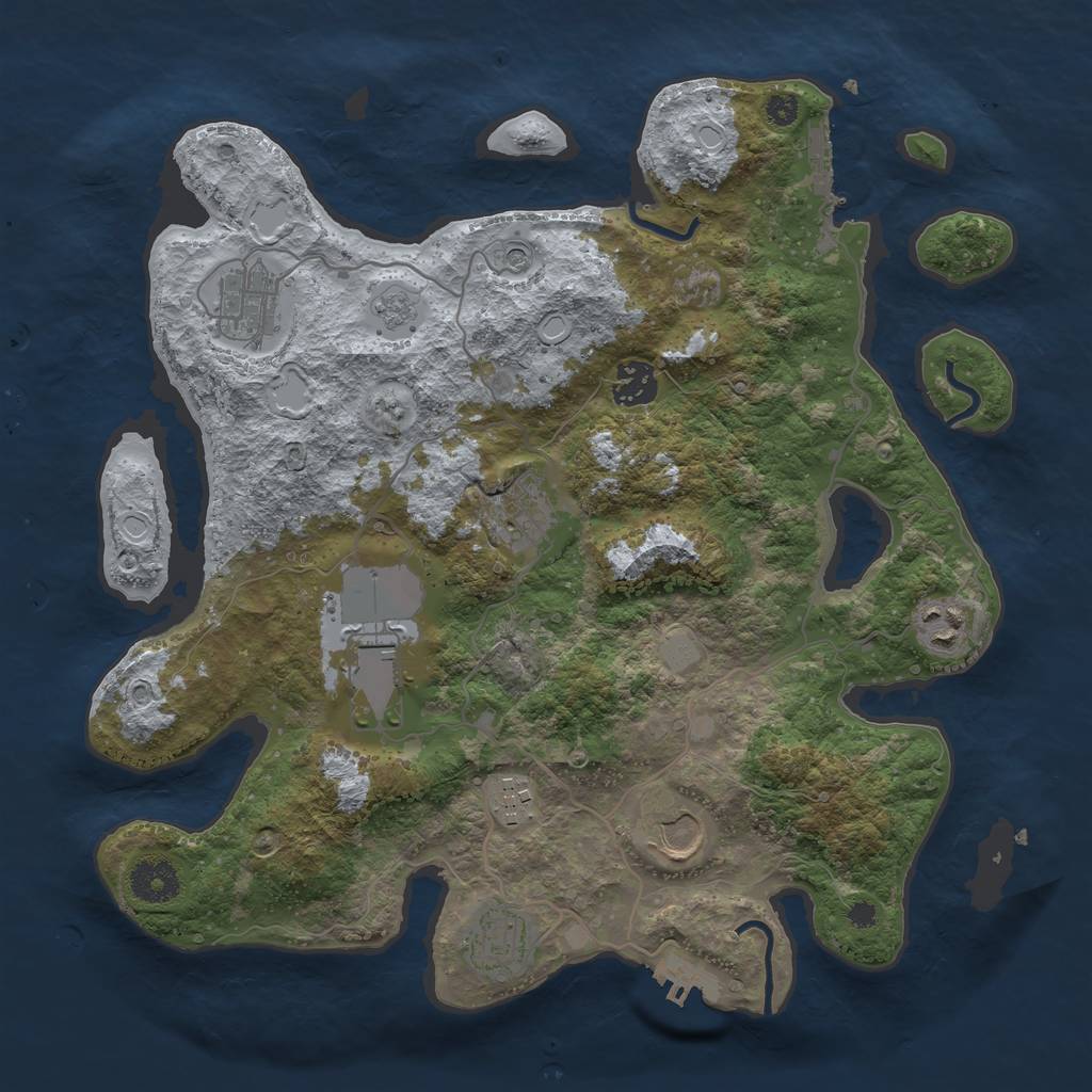 Rust Map: Procedural Map, Size: 3500, Seed: 84390080, 15 Monuments