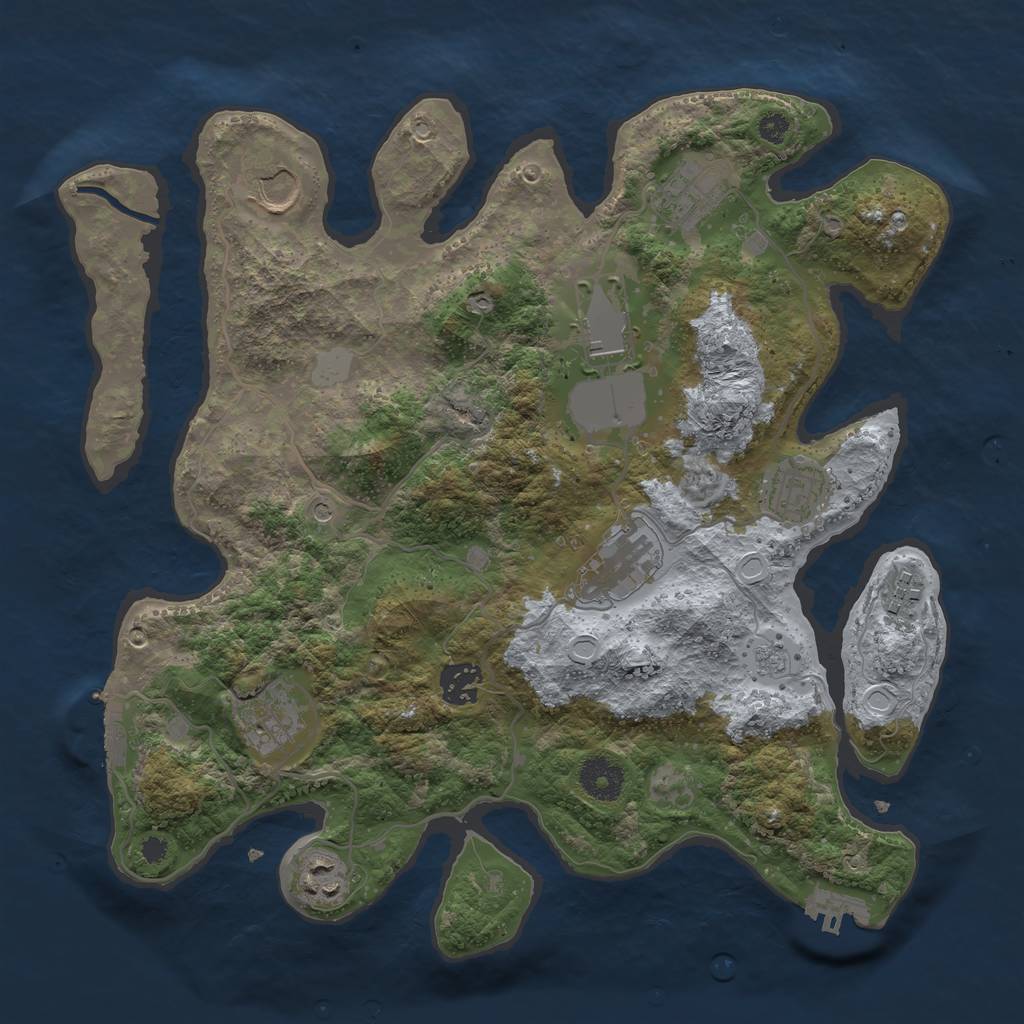 Rust Map: Procedural Map, Size: 3500, Seed: 65165863, 18 Monuments