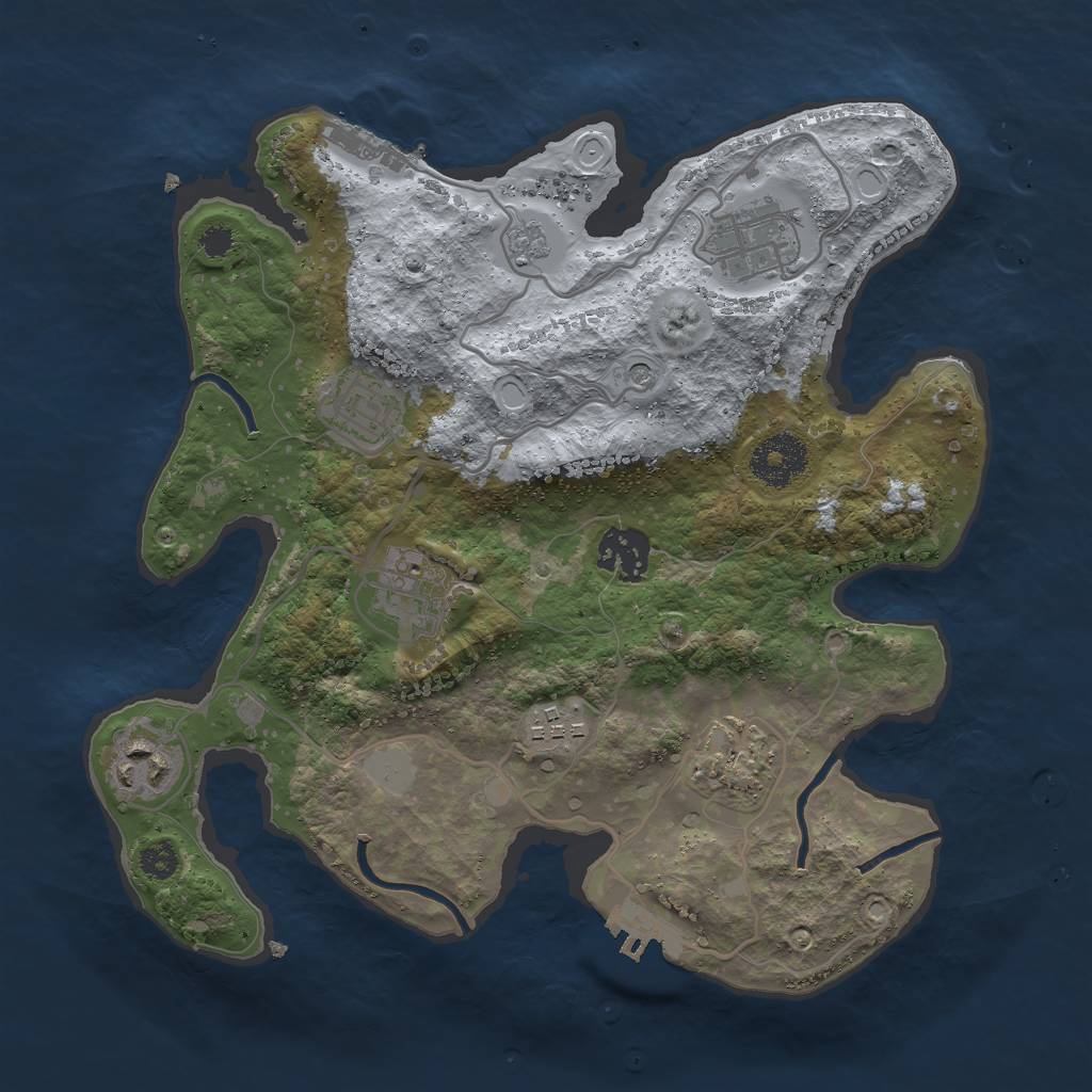 Rust Map: Procedural Map, Size: 3000, Seed: 9054318, 16 Monuments