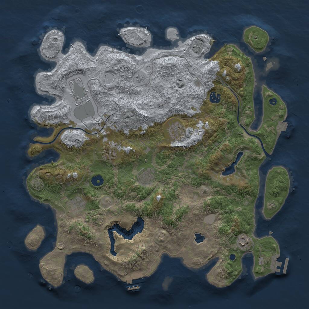 Rust Map: Procedural Map, Size: 4000, Seed: 1961398535, 14 Monuments