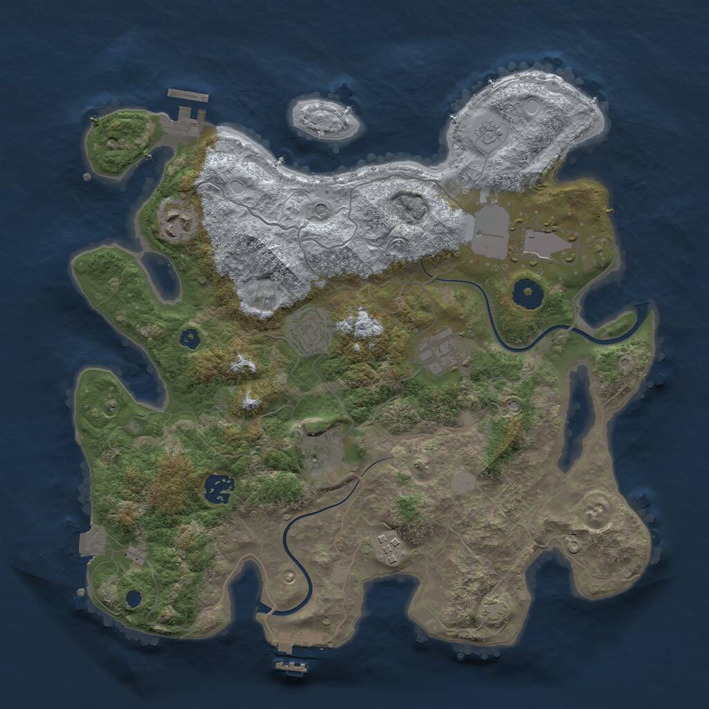 Rust Map: Procedural Map, Size: 3500, Seed: 64435270, 13 Monuments