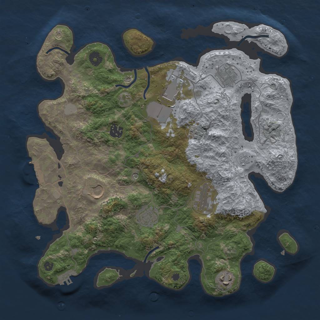 Rust Map: Procedural Map, Size: 3500, Seed: 94126184, 17 Monuments