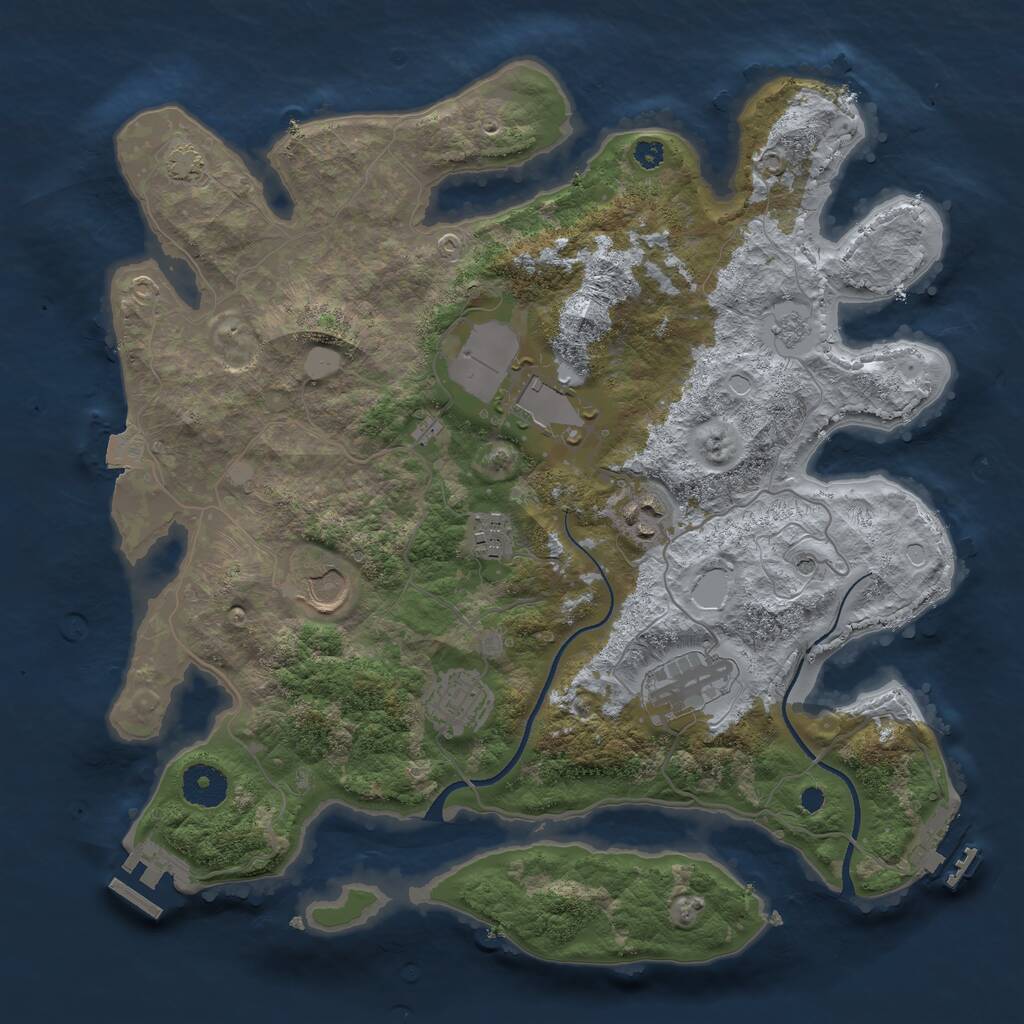 Rust Map: Procedural Map, Size: 3500, Seed: 39691039, 12 Monuments