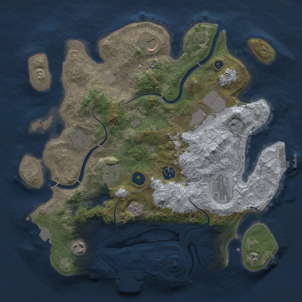 Rust Map: Procedural Map, Size: 3500, Seed: 2937559, 14 Monuments