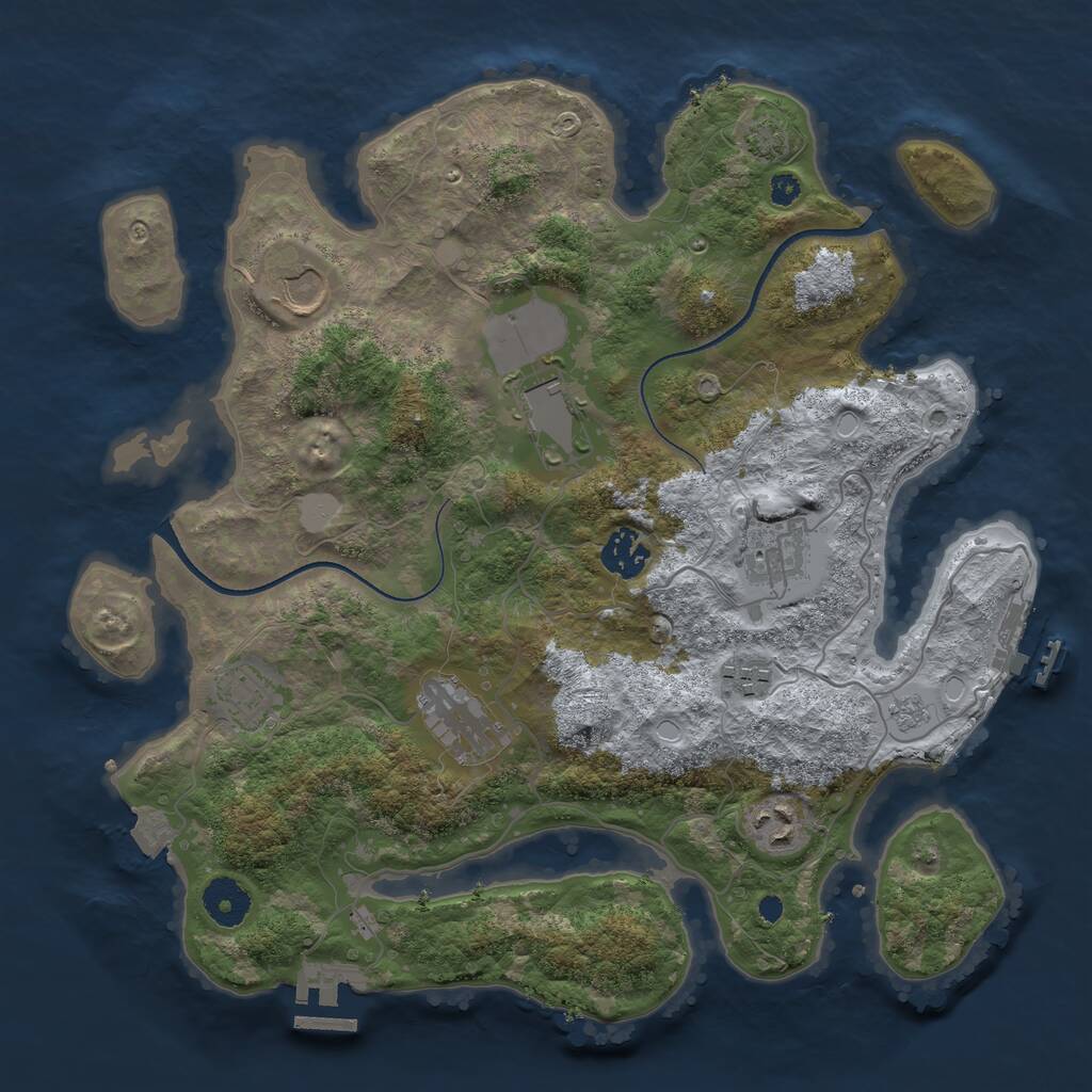 Rust Map: Procedural Map, Size: 3500, Seed: 2937559, 13 Monuments