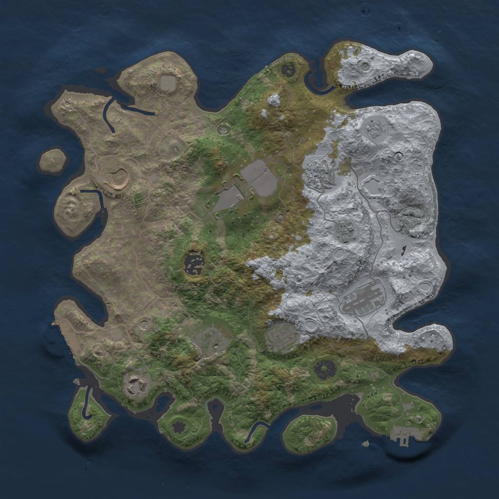 Rust Map: Procedural Map, Size: 3500, Seed: 88386587, 18 Monuments