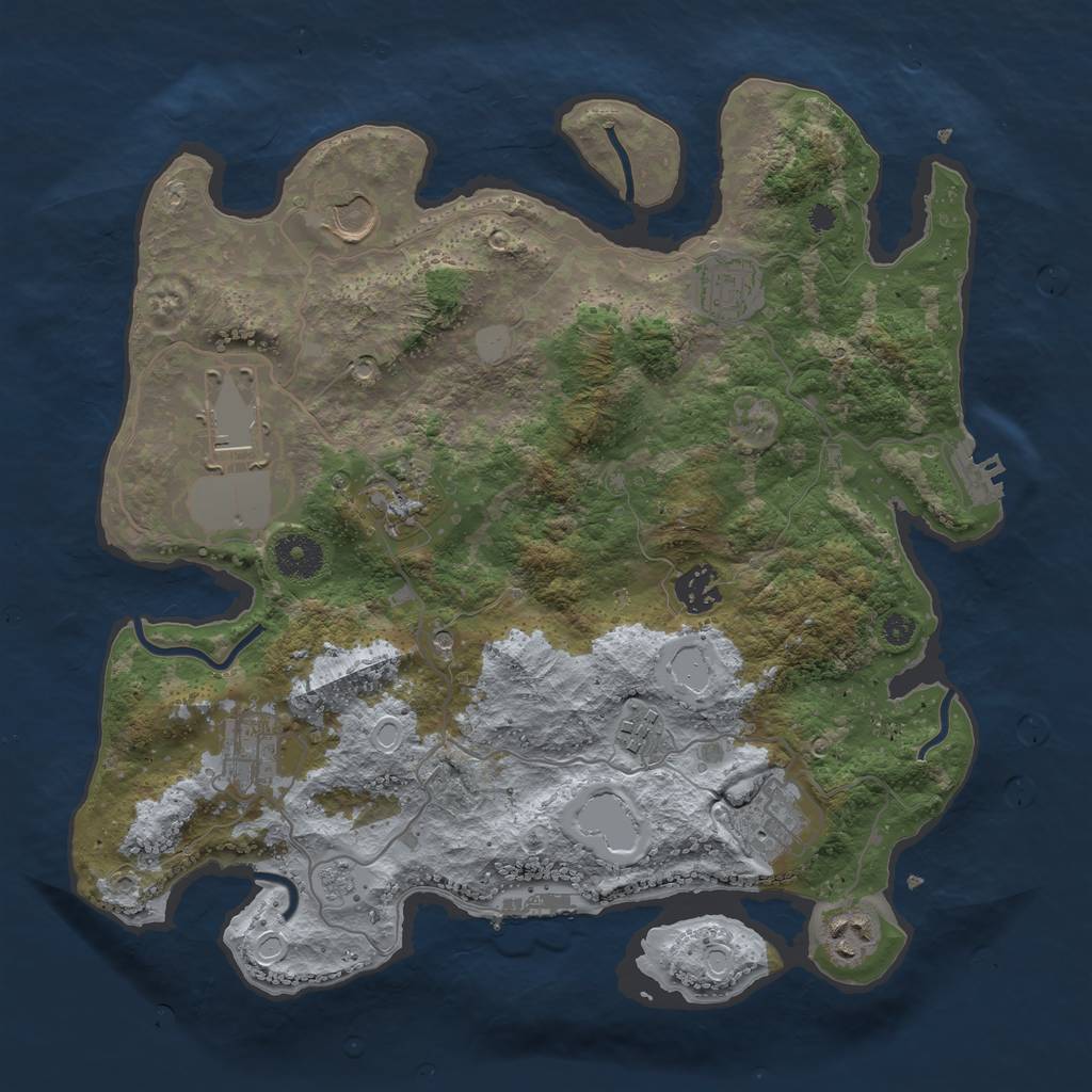 Rust Map: Procedural Map, Size: 3500, Seed: 92192989, 18 Monuments