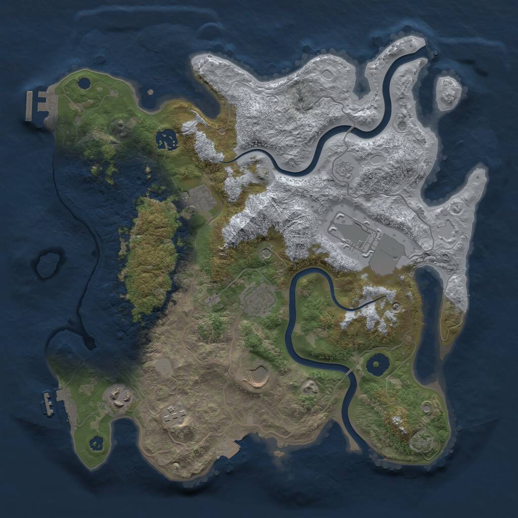 Rust Map: Procedural Map, Size: 3500, Seed: 94741232, 13 Monuments