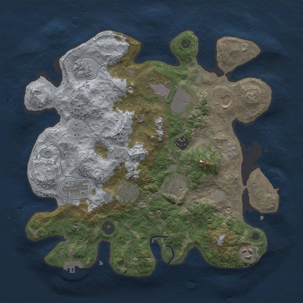 Rust Map: Procedural Map, Size: 3500, Seed: 22855362, 18 Monuments
