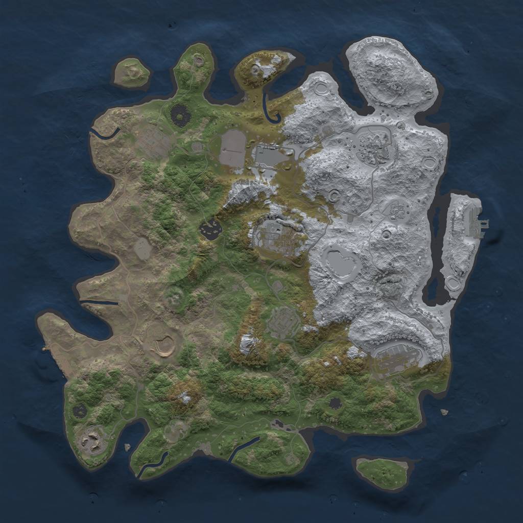 Rust Map: Procedural Map, Size: 3700, Seed: 1904599716, 17 Monuments