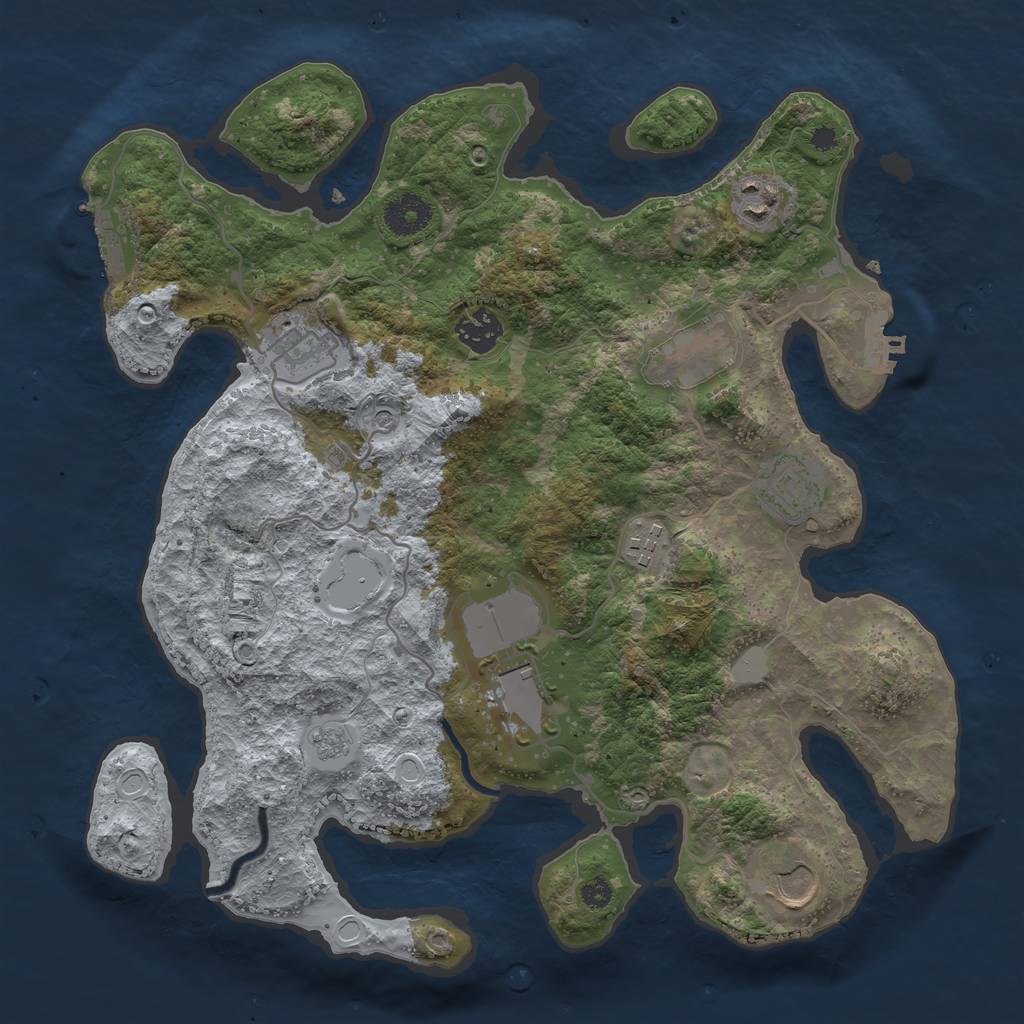 Rust Map: Procedural Map, Size: 3500, Seed: 46140853, 17 Monuments