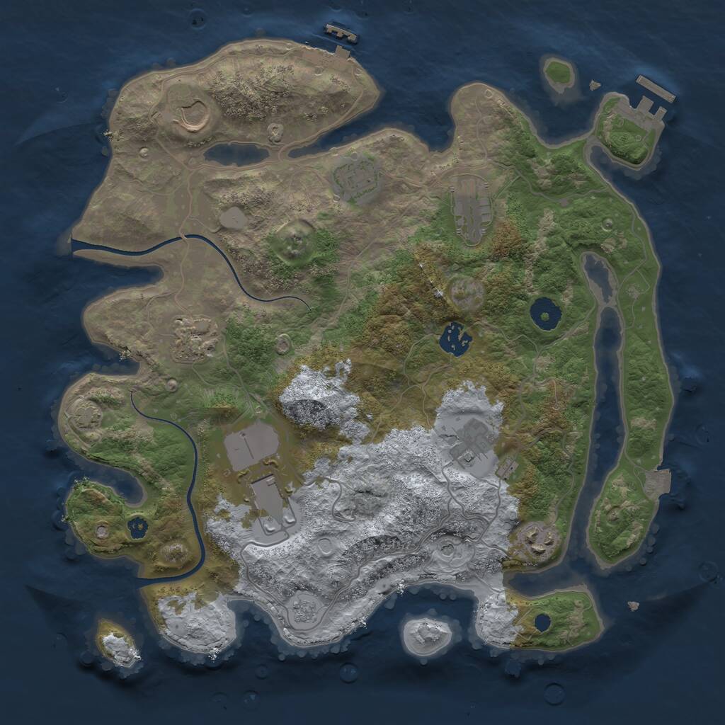 Rust Map: Procedural Map, Size: 3500, Seed: 44387119, 14 Monuments