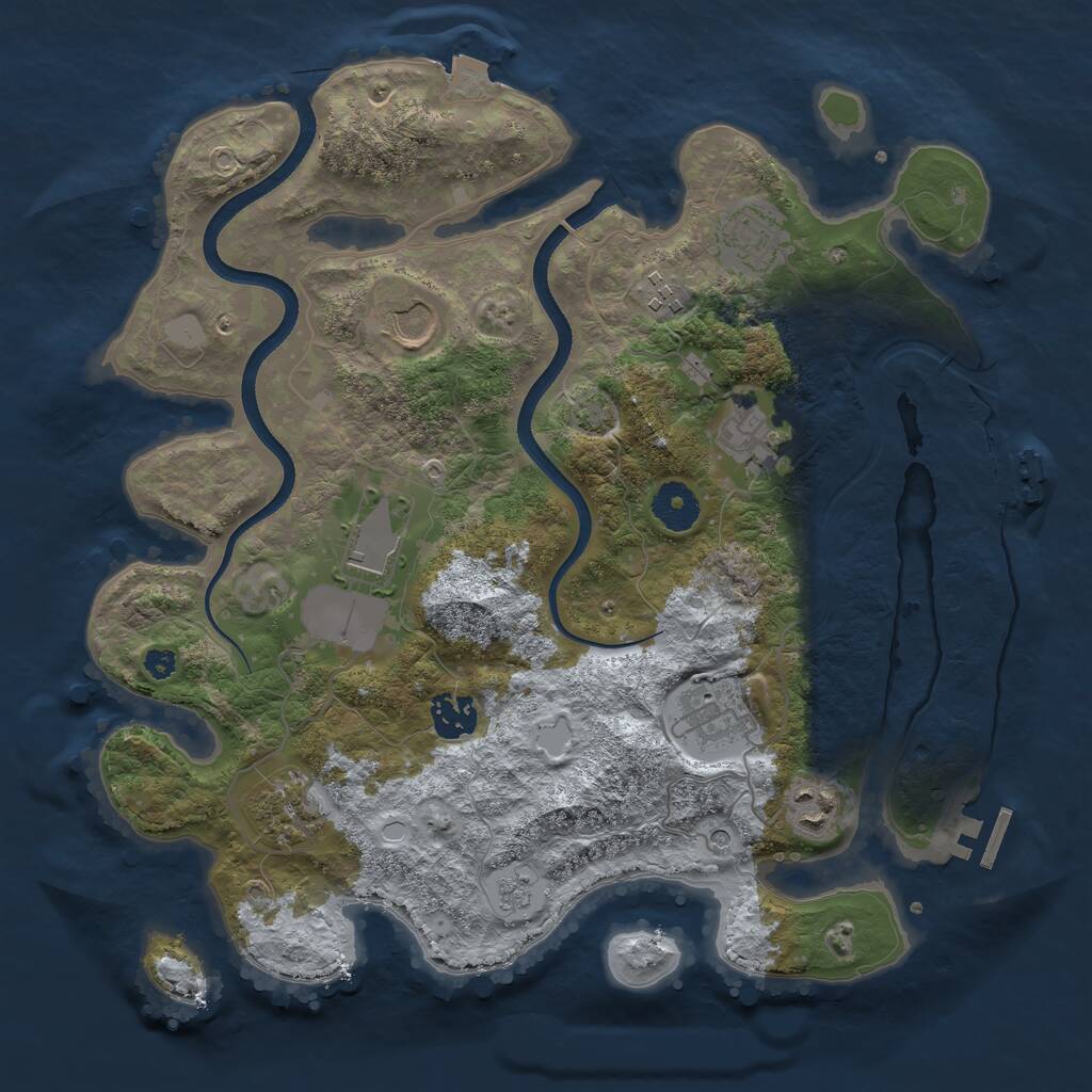 Rust Map: Procedural Map, Size: 3500, Seed: 44387119, 15 Monuments