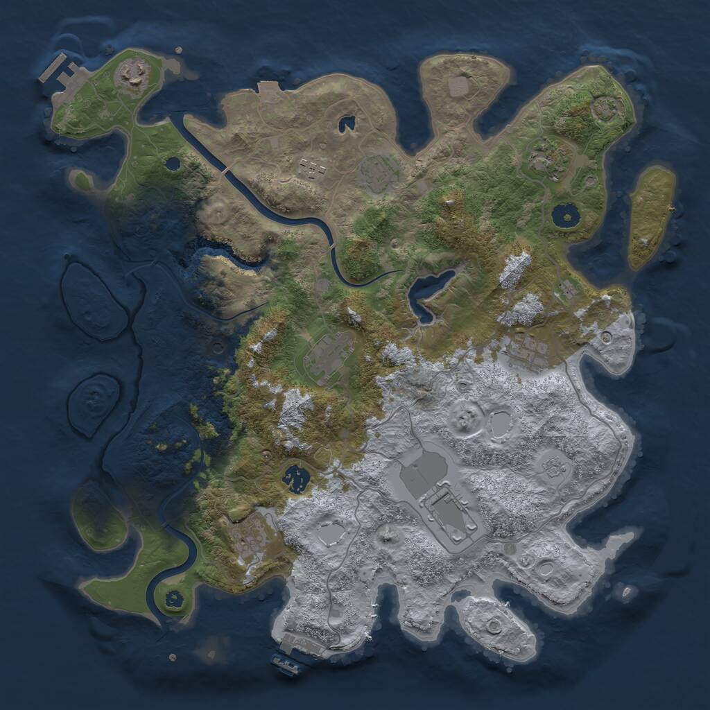 Rust Map: Procedural Map, Size: 4000, Seed: 1443994140, 15 Monuments