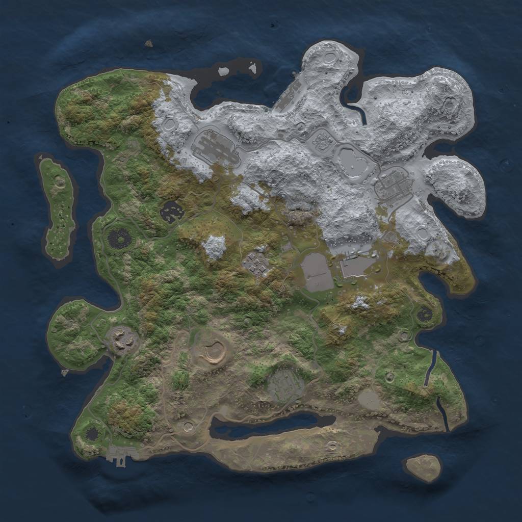 Rust Map: Procedural Map, Size: 3500, Seed: 13894938, 17 Monuments