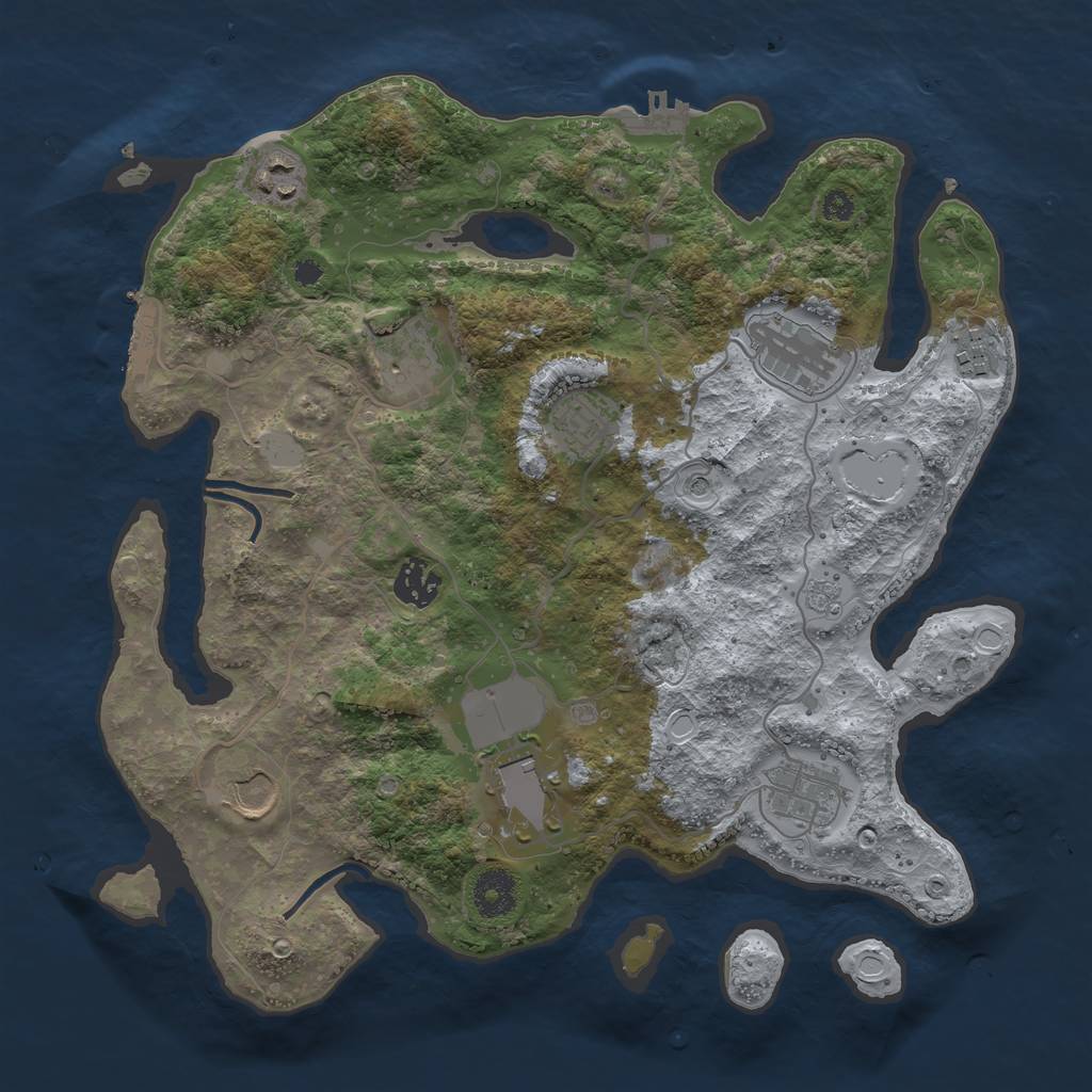 Rust Map: Procedural Map, Size: 3500, Seed: 57801388, 18 Monuments