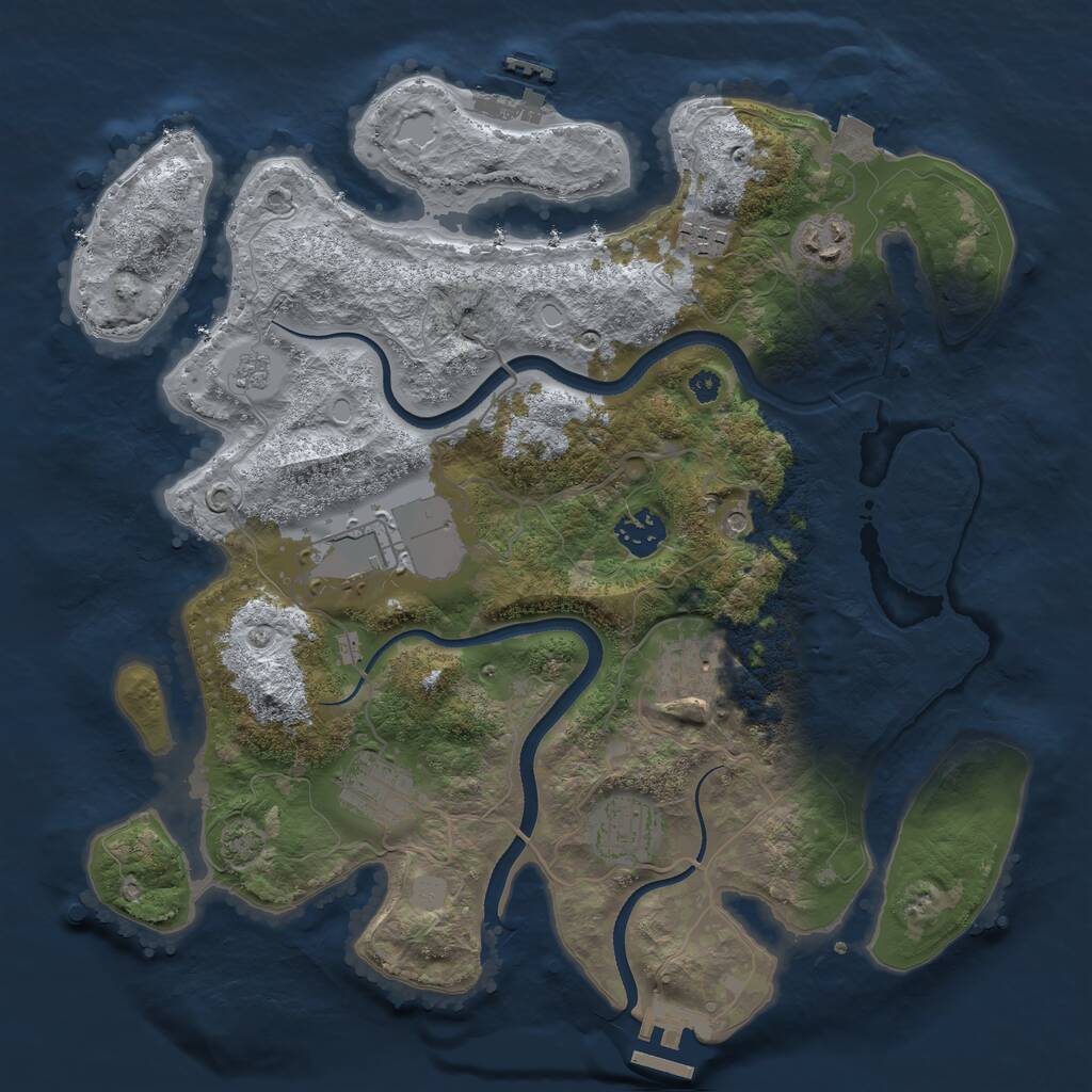 Rust Map: Procedural Map, Size: 3500, Seed: 79021347, 13 Monuments