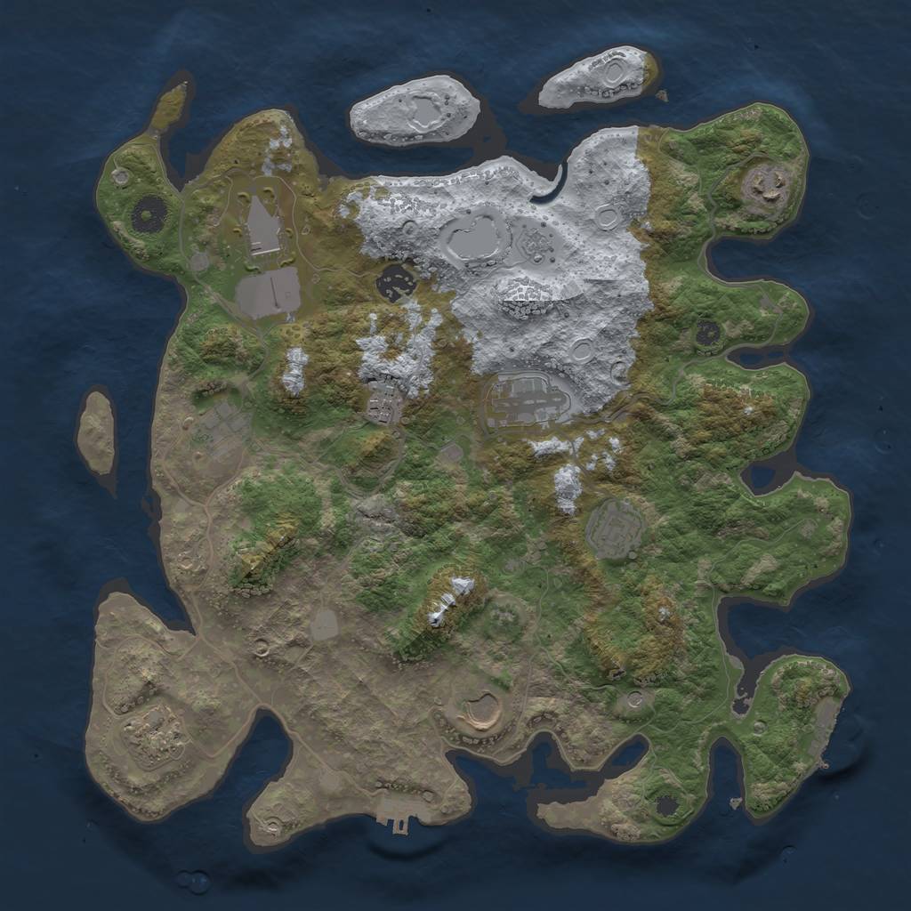Rust Map: Procedural Map, Size: 3700, Seed: 723415, 18 Monuments