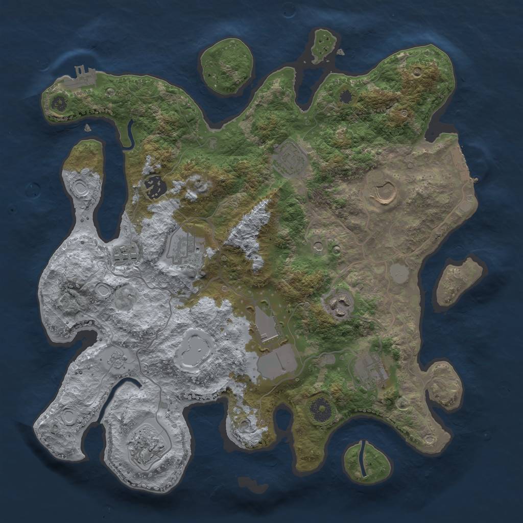 Rust Map: Procedural Map, Size: 3500, Seed: 91544145, 18 Monuments