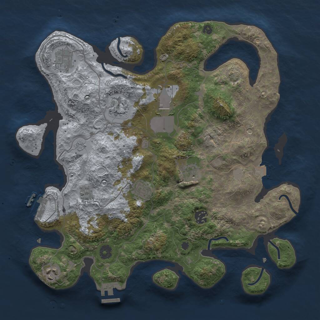 Rust Map: Procedural Map, Size: 3500, Seed: 83566017, 14 Monuments