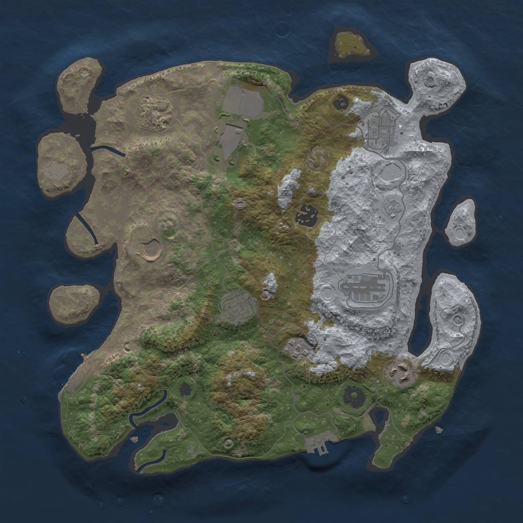 Rust Map: Procedural Map, Size: 3500, Seed: 4717285, 18 Monuments