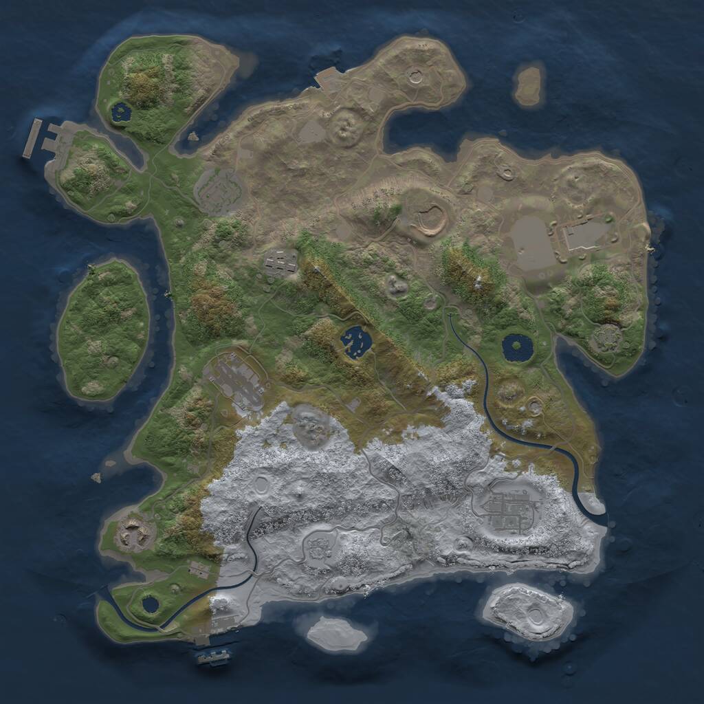 Rust Map: Procedural Map, Size: 3500, Seed: 37178165, 14 Monuments