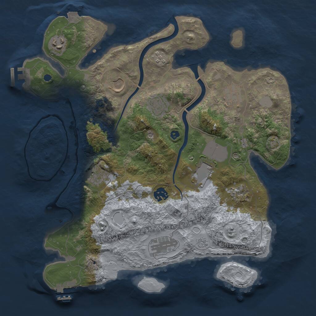 Rust Map: Procedural Map, Size: 3500, Seed: 37178165, 16 Monuments